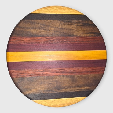 Purpleheart, Yellowheart, Wenge, White Wenge, Walnut & Red Zebrawood Lazy Susan – 14-Inch Ball Bearing Turntable