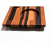 Close-up of routed glass recess in a cherry and walnut whiskey tray 
