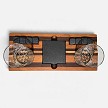 Handmade Peruvian walnut and cherry whiskey tray set with whiskey stones, two rocks glasses and two slate coasters 