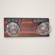 Top view of the Peruvian walnut, purpleheart and red zebrawood whiskey tray with 2 rocks glasses and 8 soapstone whiskey stones 
